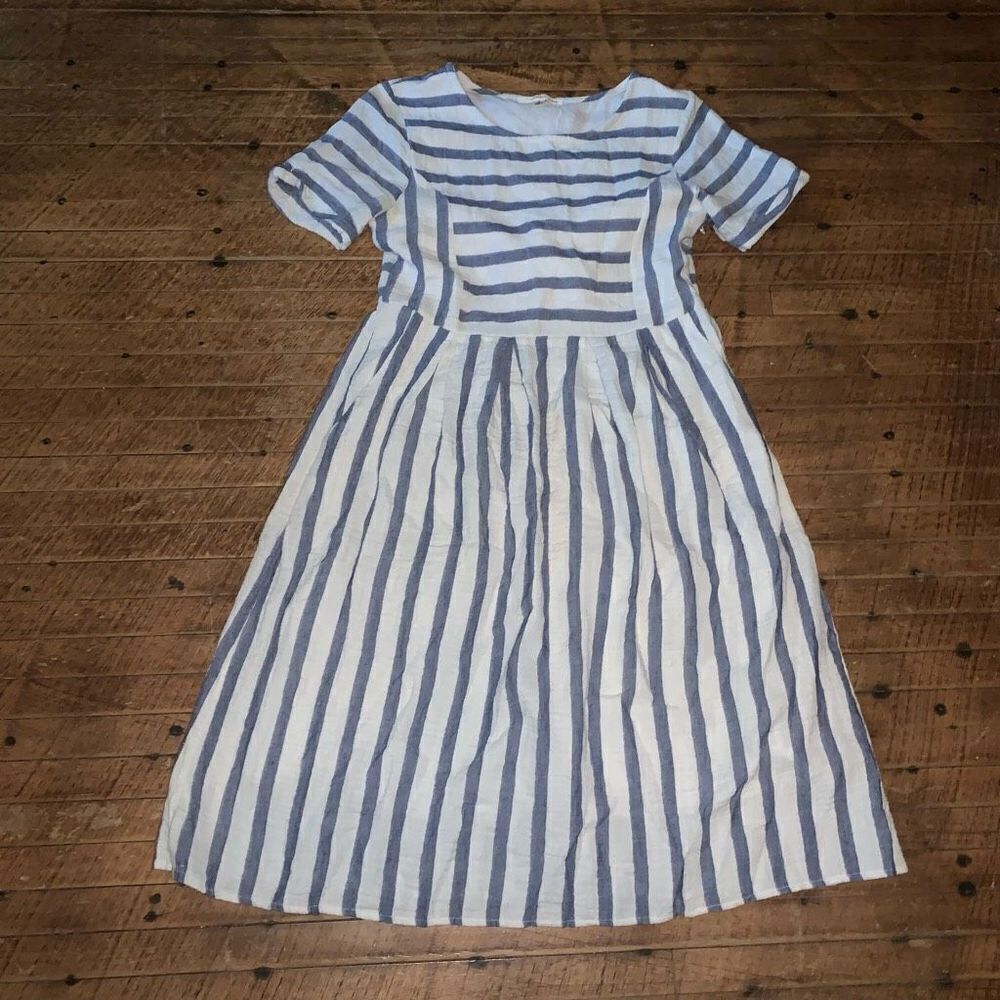 Orange Creek blue and white lightweight nautical S beachy dress